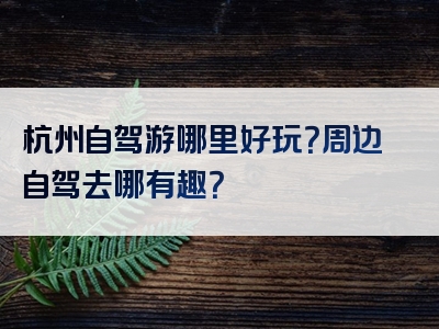 杭州自驾游哪里好玩？周边自驾去哪有趣？