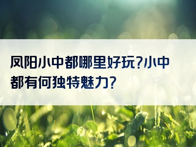 凤阳小中都哪里好玩？小中都有何独特魅力？