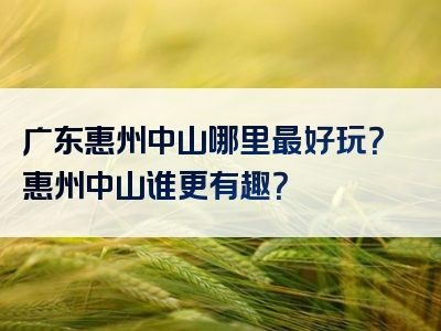 广东惠州中山哪里最好玩？惠州中山谁更有趣？
