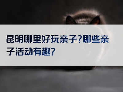 昆明哪里好玩亲子？哪些亲子活动有趣？