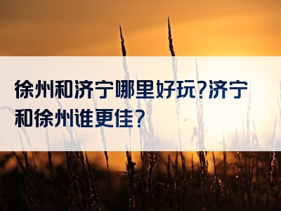 徐州和济宁哪里好玩？济宁和徐州谁更佳？