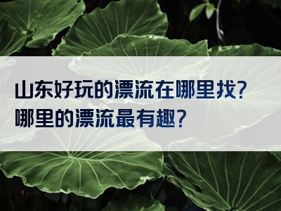 山东好玩的漂流在哪里找？哪里的漂流最有趣？