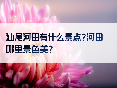 汕尾河田有什么景点？河田哪里景色美？