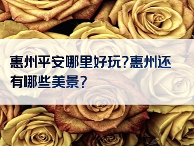 惠州平安哪里好玩？惠州还有哪些美景？