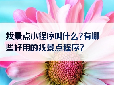 找景点小程序叫什么？有哪些好用的找景点程序？