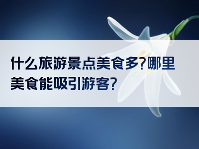 什么旅游景点美食多？哪里美食能吸引游客？