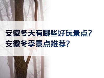 安徽冬天有哪些好玩景点？安徽冬季景点推荐？