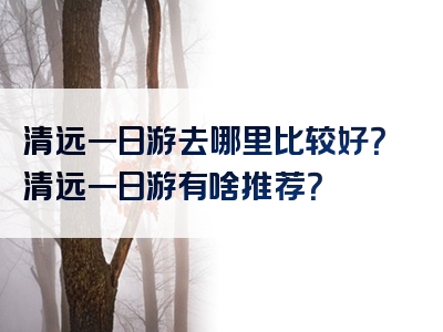 清远一日游去哪里比较好？清远一日游有啥推荐？