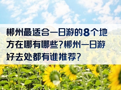 郴州最适合一日游的8个地方在哪有哪些？郴州一日游好去处都有谁推荐？