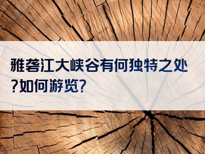 雅砻江大峡谷有何独特之处？如何游览？