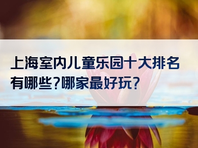 上海室内儿童乐园十大排名有哪些？哪家最好玩？