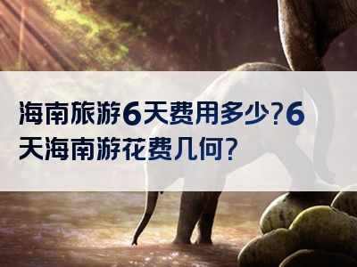 海南旅游6天费用多少？6天海南游花费几何？