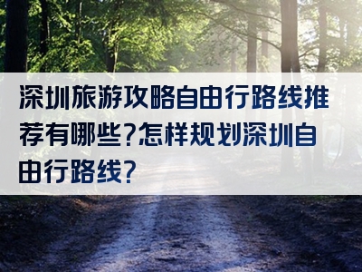 深圳旅游攻略自由行路线推荐有哪些？怎样规划深圳自由行路线？