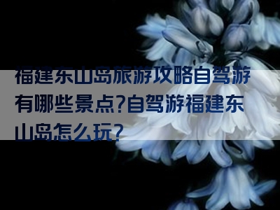 福建东山岛旅游攻略自驾游有哪些景点？自驾游福建东山岛怎么玩？