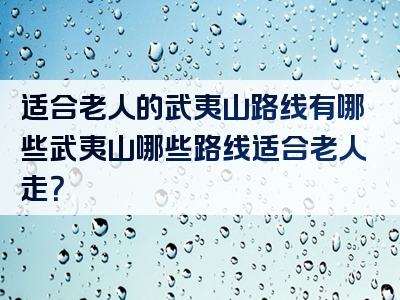 适合老人的武夷山路线有哪些武夷山哪些路线适合老人走？