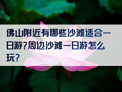 佛山附近有哪些沙滩适合一日游？周边沙滩一日游怎么玩？
