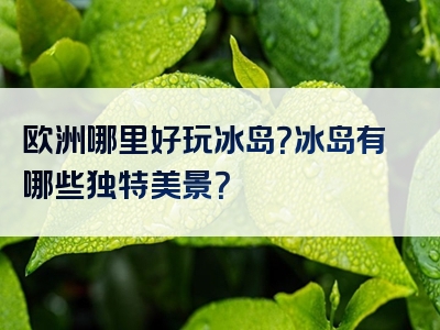 欧洲哪里好玩冰岛？冰岛有哪些独特美景？
