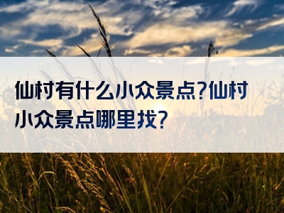 仙村有什么小众景点？仙村小众景点哪里找？