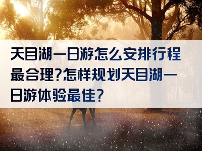 天目湖一日游怎么安排行程最合理？怎样规划天目湖一日游体验最佳？