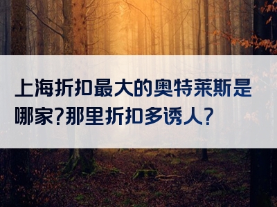 上海折扣最大的奥特莱斯是哪家？那里折扣多诱人？