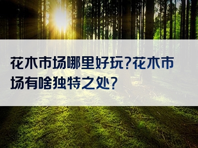 花木市场哪里好玩？花木市场有啥独特之处？