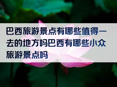 巴西旅游景点有哪些值得一去的地方吗巴西有哪些小众旅游景点吗