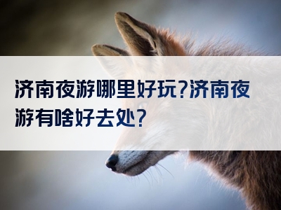 济南夜游哪里好玩？济南夜游有啥好去处？
