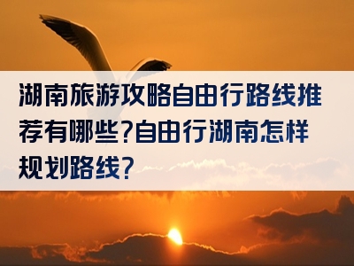 湖南旅游攻略自由行路线推荐有哪些？自由行湖南怎样规划路线？