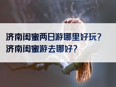 济南闺蜜两日游哪里好玩？济南闺蜜游去哪好？