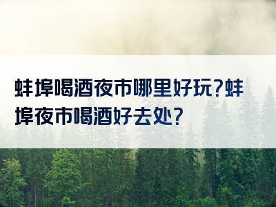 蚌埠喝酒夜市哪里好玩？蚌埠夜市喝酒好去处？