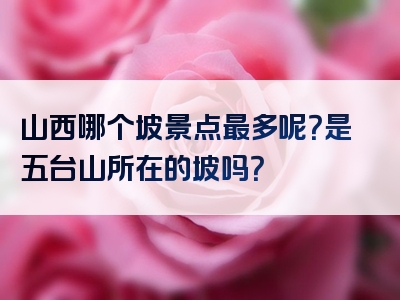 山西哪个坡景点最多呢？是五台山所在的坡吗？