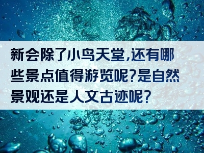 新会除了小鸟天堂，还有哪些景点值得游览呢？是自然景观还是人文古迹呢？