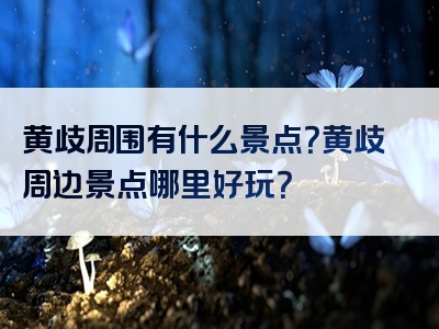 黄歧周围有什么景点？黄歧周边景点哪里好玩？