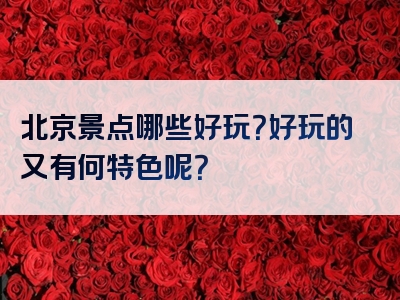 北京景点哪些好玩？好玩的又有何特色呢？