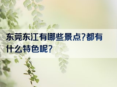东莞东江有哪些景点？都有什么特色呢？