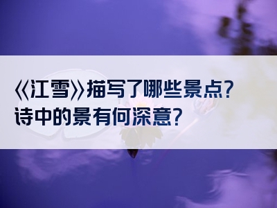 《江雪》描写了哪些景点？诗中的景有何深意？