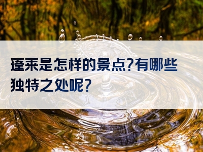 蓬莱是怎样的景点？有哪些独特之处呢？
