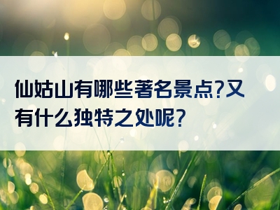 仙姑山有哪些著名景点？又有什么独特之处呢？