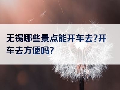 无锡哪些景点能开车去？开车去方便吗？