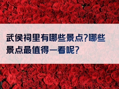 武侯祠里有哪些景点？哪些景点最值得一看呢？