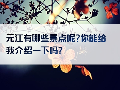元江有哪些景点呢？你能给我介绍一下吗？