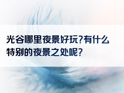 光谷哪里夜景好玩？有什么特别的夜景之处呢？