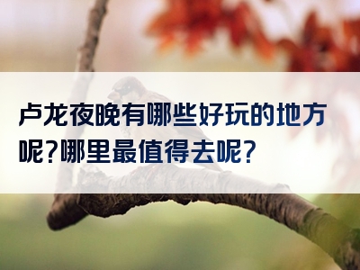 卢龙夜晚有哪些好玩的地方呢？哪里最值得去呢？
