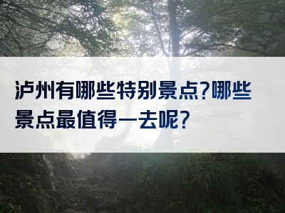 泸州有哪些特别景点？哪些景点最值得一去呢？