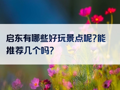启东有哪些好玩景点呢？能推荐几个吗？