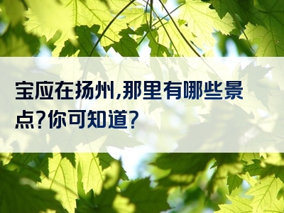 宝应在扬州，那里有哪些景点？你可知道？
