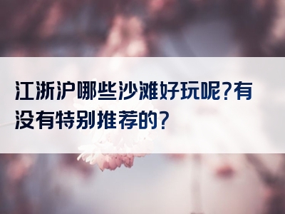 江浙沪哪些沙滩好玩呢？有没有特别推荐的？