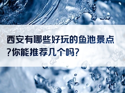 西安有哪些好玩的鱼池景点？你能推荐几个吗？