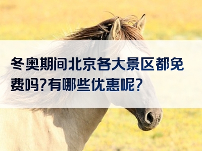 冬奥期间北京各大景区都免费吗？有哪些优惠呢？