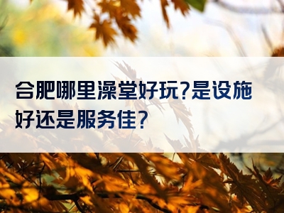 合肥哪里澡堂好玩？是设施好还是服务佳？